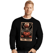 Load image into Gallery viewer, Daily_Deal_Shirts Crewneck Sweater, Unisex / Small / Black Halloween Tarot Trick
