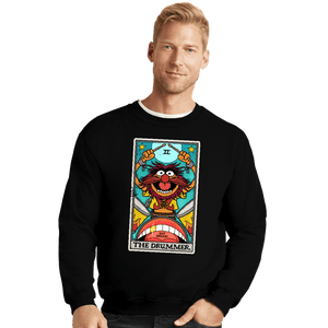 Daily_Deal_Shirts Crewneck Sweater, Unisex / Small / Black The Drummer
