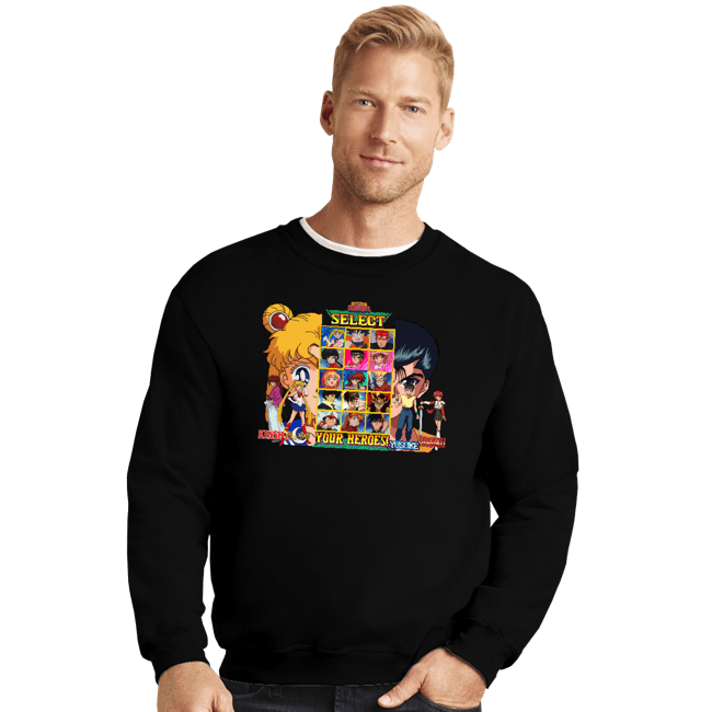 Secret_Shirts Crewneck Sweater, Unisex / Small / Black Select 90s Anime Hero