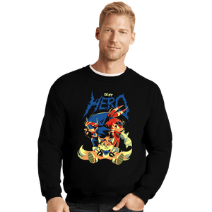 Daily_Deal_Shirts Crewneck Sweater, Unisex / Small / Black Team Hero