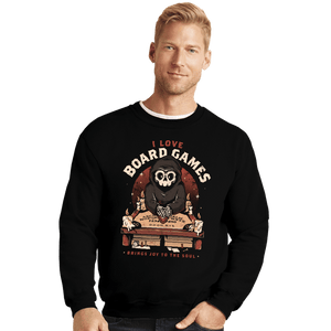 Daily_Deal_Shirts Crewneck Sweater, Unisex / Small / Black I Love Board Games