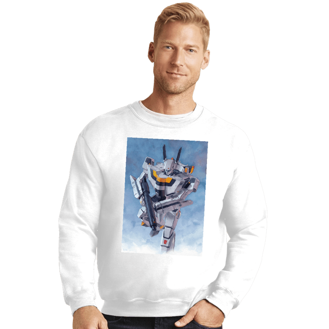 Daily_Deal_Shirts Crewneck Sweater, Unisex / Small / White VF-1S Watercolor