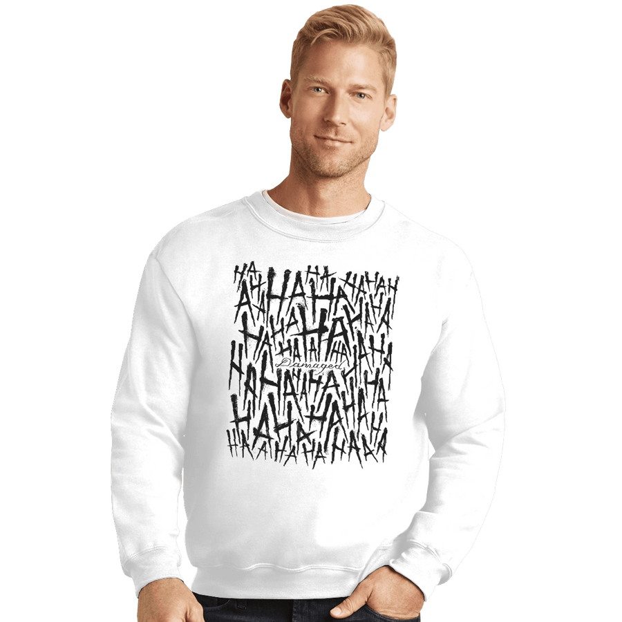 Shirts Crewneck Sweater, Unisex / Small / White Damaged