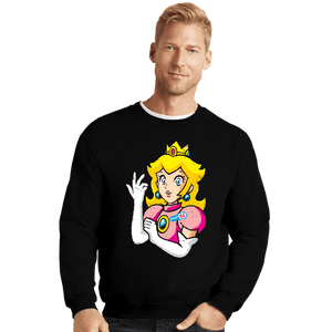 Daily_Deal_Shirts Crewneck Sweater, Unisex / Small / Black Peach 64