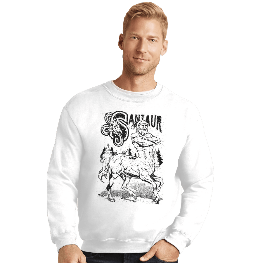 Shirts Crewneck Sweater, Unisex / Small / White Santaur