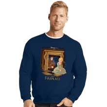 Load image into Gallery viewer, Secret_Shirts Crewneck Sweater, Unisex / Small / Navy Girl In The Fireplace
