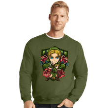 Load image into Gallery viewer, Secret_Shirts Crewneck Sweater, Unisex / Small / Military Green Link Crest
