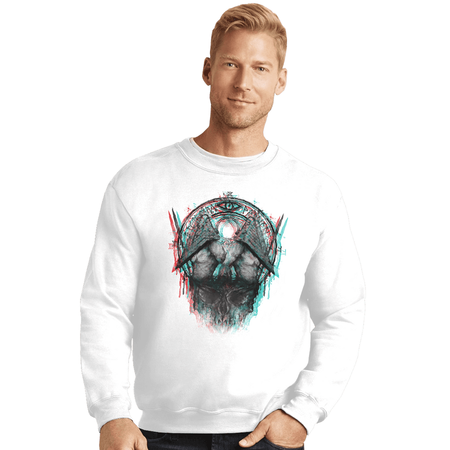 Shirts Crewneck Sweater, Unisex / Small / White Pyramid Red