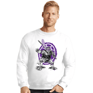 Daily_Deal_Shirts Crewneck Sweater, Unisex / Small / White Donatello Sumi-e