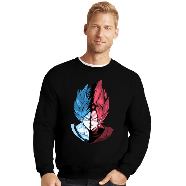 Shirts Crewneck Sweater, Unisex / Small / Black Blue VS Rose