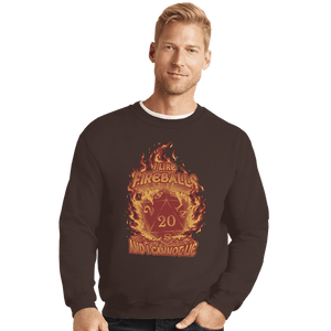 Daily_Deal_Shirts Crewneck Sweater, Unisex / Small / Dark Chocolate I Like Fireballs