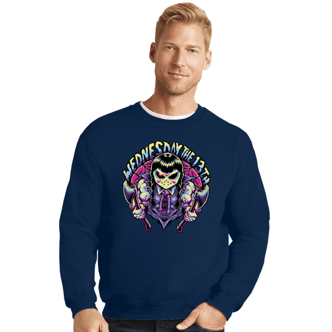 Daily_Deal_Shirts Crewneck Sweater, Unisex / Small / Navy Wednesday The 13th
