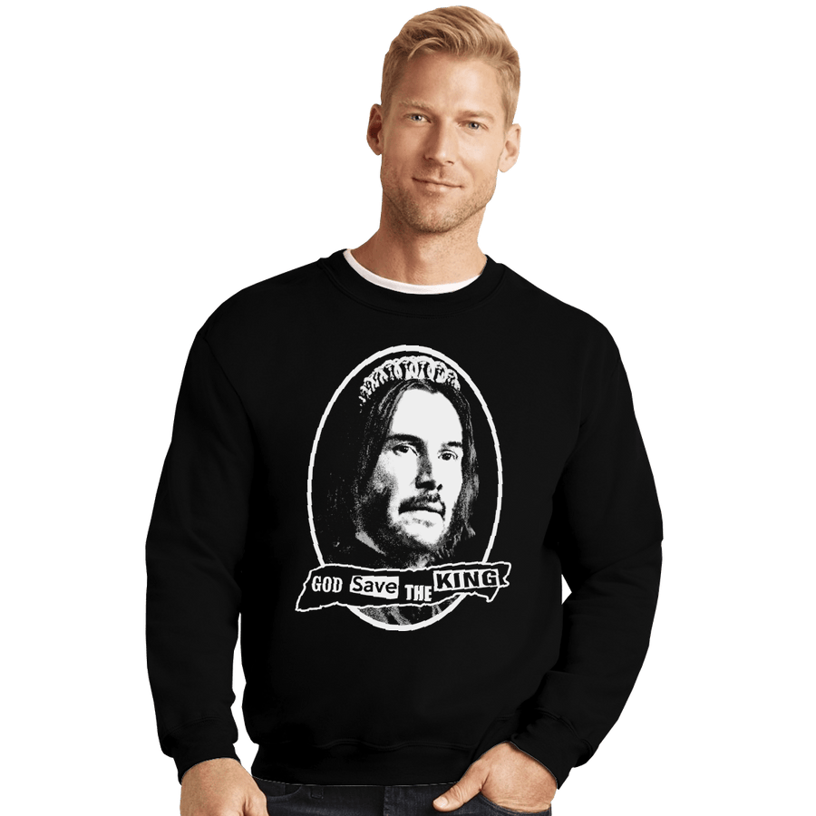 Shirts Crewneck Sweater, Unisex / Small / Black God Save The King