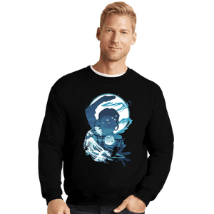 Daily_Deal_Shirts Crewneck Sweater, Unisex / Small / Black Waterbender