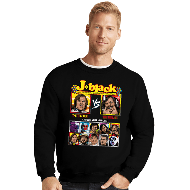Daily_Deal_Shirts Crewneck Sweater, Unisex / Small / Black Jack Black Fighter