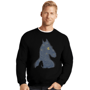 Shirts Crewneck Sweater, Unisex / Small / Black Hollywoo Starry Night