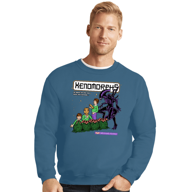 Shirts Crewneck Sweater, Unisex / Small / Indigo Blue Xenomorphs Book