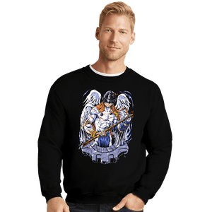 Daily_Deal_Shirts Crewneck Sweater, Unisex / Small / Black Battle Angemon