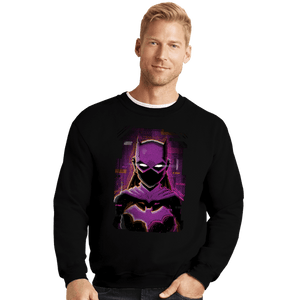 Daily_Deal_Shirts Crewneck Sweater, Unisex / Small / Black Glitch Batgirl