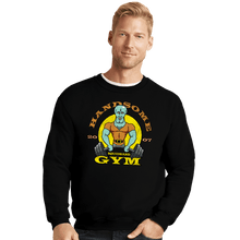 Load image into Gallery viewer, Daily_Deal_Shirts Crewneck Sweater, Unisex / Small / Black Handsome Squidward Gym
