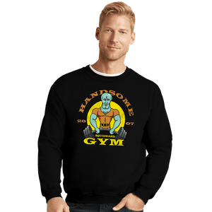 Daily_Deal_Shirts Crewneck Sweater, Unisex / Small / Black Handsome Squidward Gym