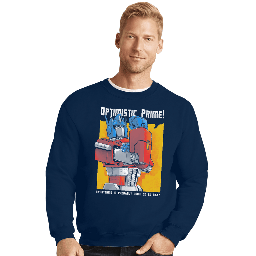 Shirts Crewneck Sweater, Unisex / Small / Navy Optimistic Prime
