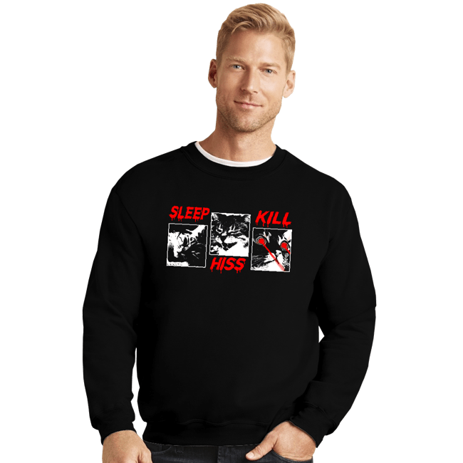 Daily_Deal_Shirts Crewneck Sweater, Unisex / Small / Black Sleep Hiss Kill