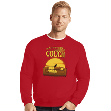 Load image into Gallery viewer, Daily_Deal_Shirts Crewneck Sweater, Unisex / Small / Red The Settlers Of The Couch
