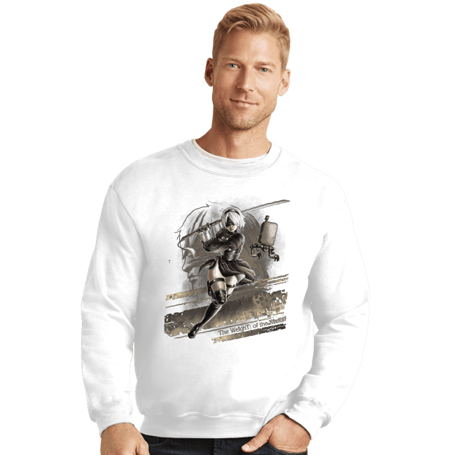 Shirts Crewneck Sweater, Unisex / Small / White The Weight Of The World