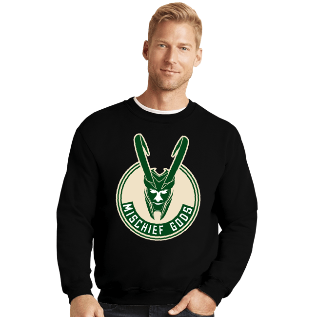 Shirts Crewneck Sweater, Unisex / Small / Black Mischief Gods