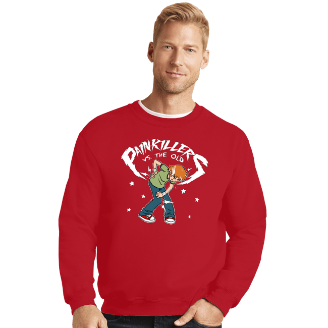 Daily_Deal_Shirts Crewneck Sweater, Unisex / Small / Red Eldery Odyssey