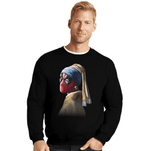 Shirts Crewneck Sweater, Unisex / Small / Black Hero With A Pearl Earring