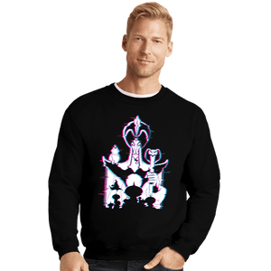 Daily_Deal_Shirts Crewneck Sweater, Unisex / Small / Black Glitched Jafar