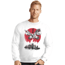 Load image into Gallery viewer, Shirts Crewneck Sweater, Unisex / Small / White Giant Moth Attack Sumi-e
