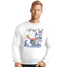 Load image into Gallery viewer, Shirts Crewneck Sweater, Unisex / Small / White Lucky Cat Coffee Shop
