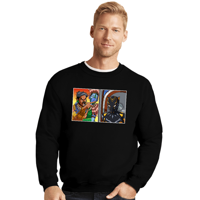 Daily_Deal_Shirts Crewneck Sweater, Unisex / Small / Black Fish Man Yelling