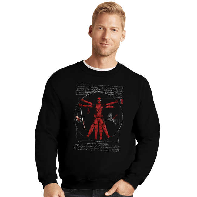 Secret_Shirts Crewneck Sweater, Unisex / Small / Black Vitruvian Mercenary
