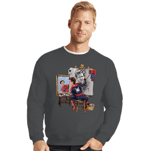 Daily_Deal_Shirts Crewneck Sweater, Unisex / Small / Charcoal Spidey Portrait