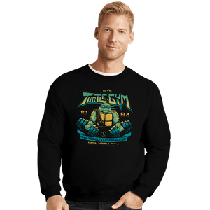Daily_Deal_Shirts Crewneck Sweater, Unisex / Small / Black Leo's Turtle Gym