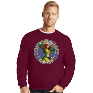 Shirts Crewneck Sweater, Unisex / Small / Maroon Rogue Social Distancing Champion