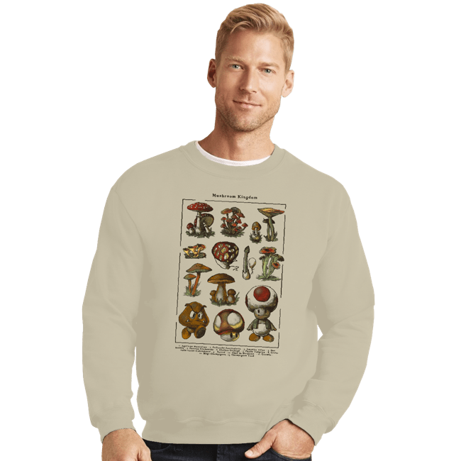 Daily_Deal_Shirts Crewneck Sweater, Unisex / Small / Sand Mario Mushrooms