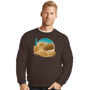 Daily_Deal_Shirts Crewneck Sweater, Unisex / Small / Dark Chocolate The Great Wave off Arrakis