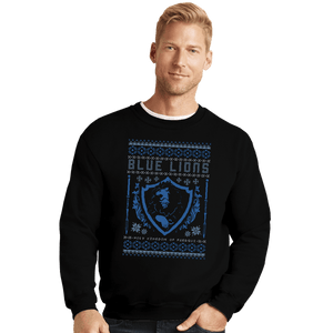 Shirts Crewneck Sweater, Unisex / Small / Black Blue Lions