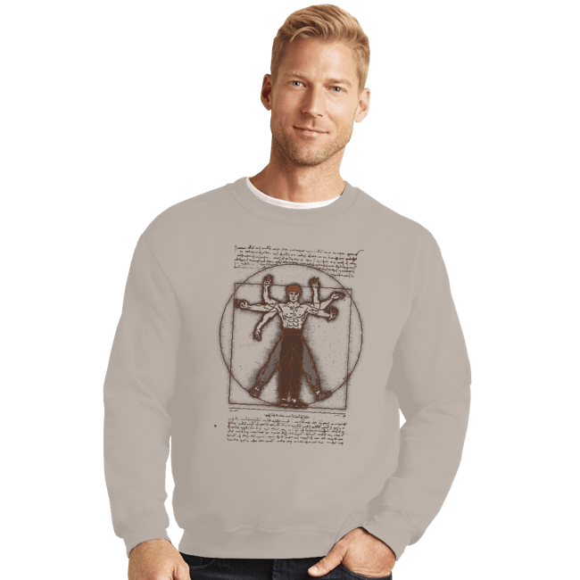 Daily_Deal_Shirts Crewneck Sweater, Unisex / Small / Sand Vitruvian Dragon