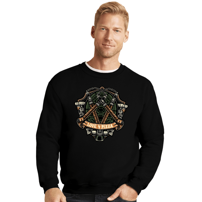 Daily_Deal_Shirts Crewneck Sweater, Unisex / Small / Black Turtles Mikey