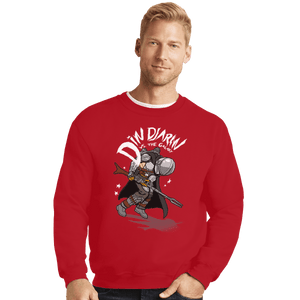 Shirts Crewneck Sweater, Unisex / Small / Red Mando Vs The Galaxy