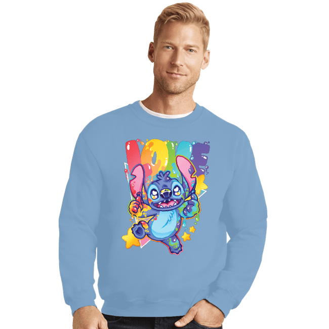Secret_Shirts Crewneck Sweater, Unisex / Small / Powder Blue Alien Love