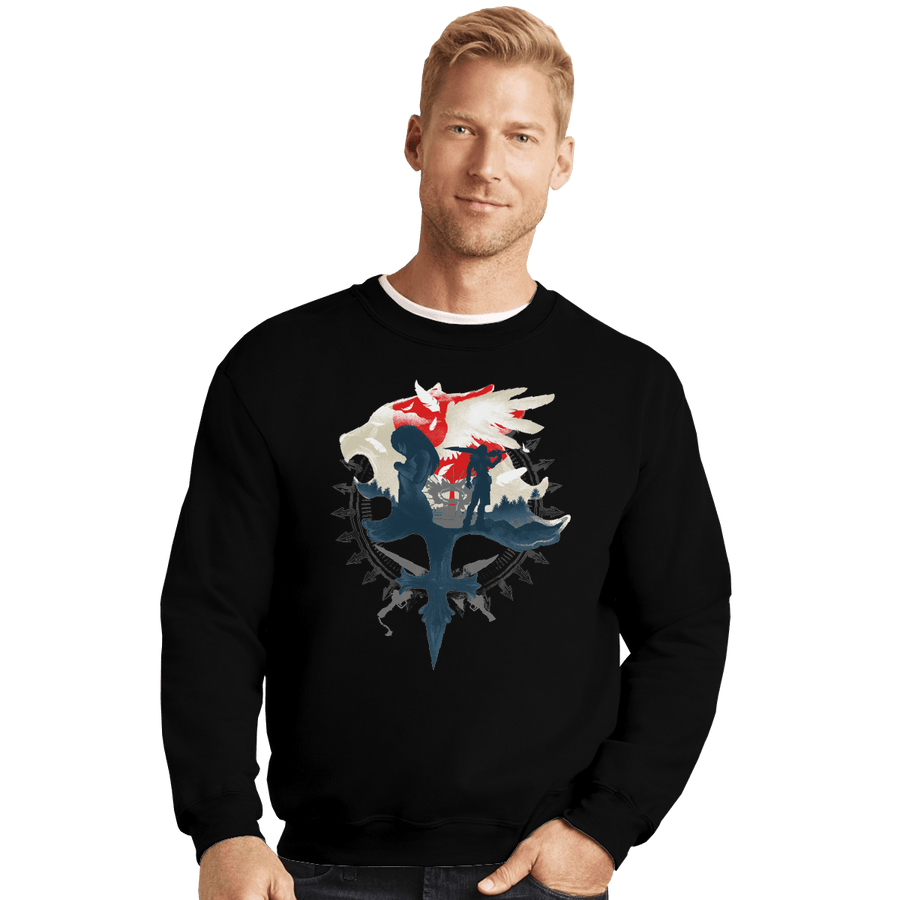 Shirts Crewneck Sweater, Unisex / Small / Black Gunblades and Angels