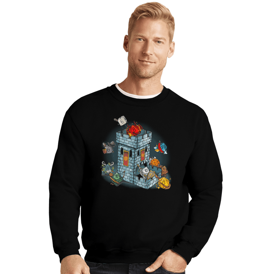 Shirts Crewneck Sweater, Unisex / Small / Black Dice Tower
