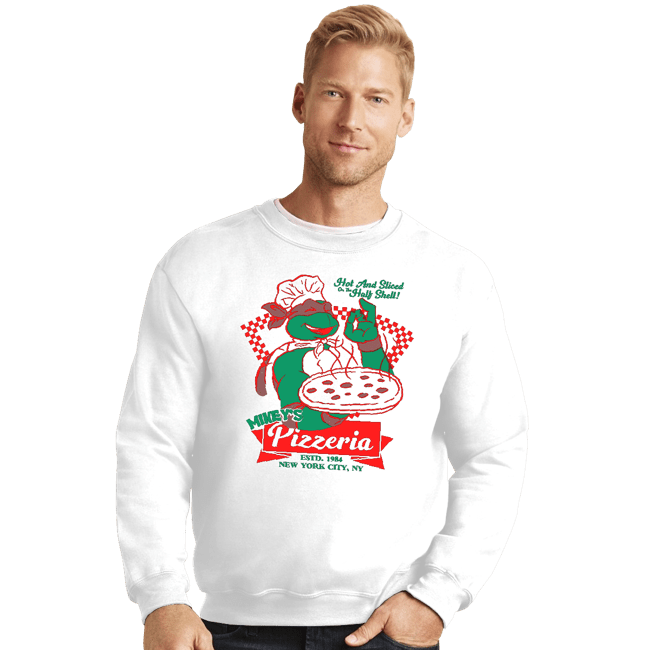 Secret_Shirts Crewneck Sweater, Unisex / Small / White Mikey's Pizza